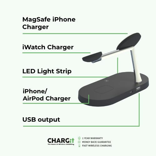 Apple 4in1 Qi MagSafe Wireless Multi Charger For iPhone, Watch & AirPods