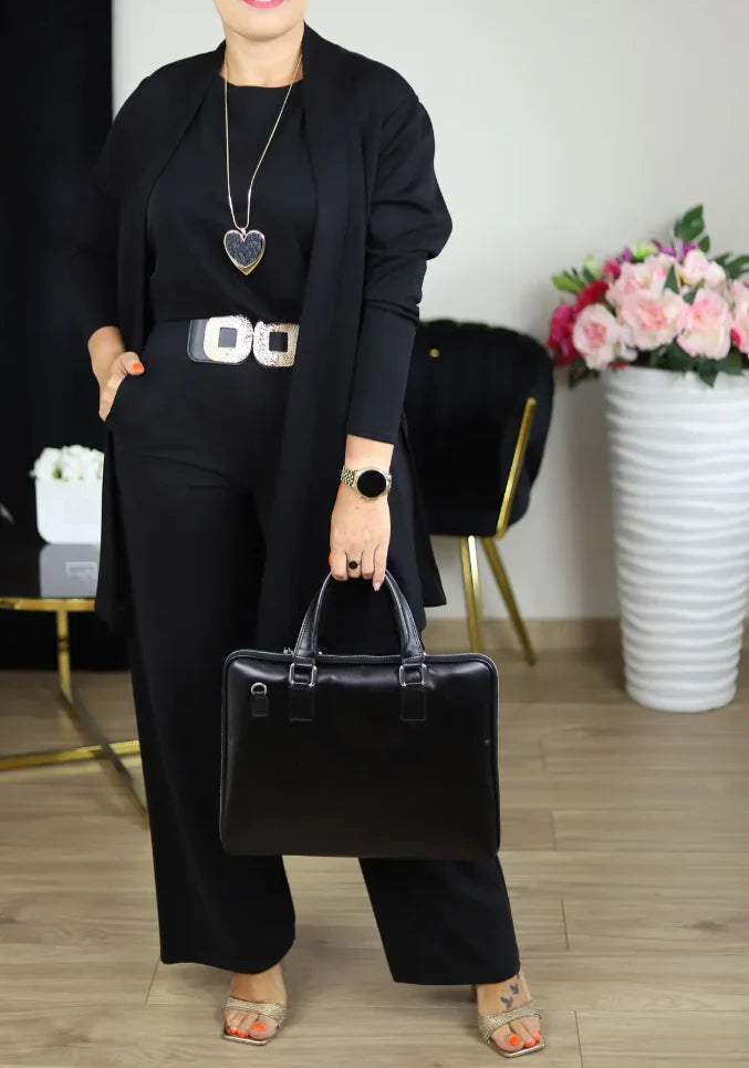 Elegant Longline Cardigan & Top & Pants 3-Pieces Set