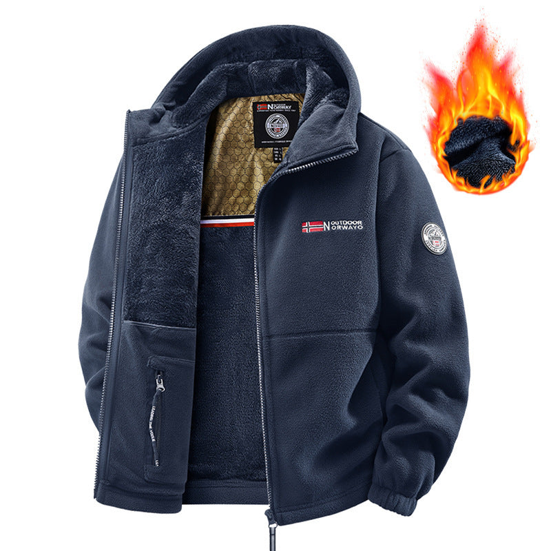 Men's Hooded Casual Warm Jacket with Zipper