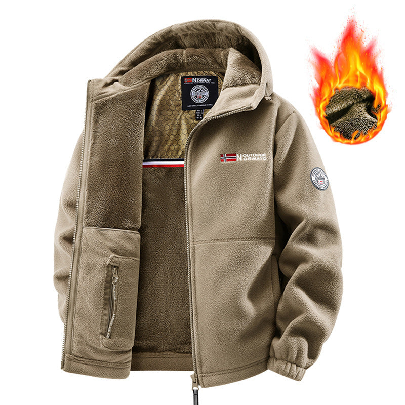 Men's Hooded Casual Warm Jacket with Zipper
