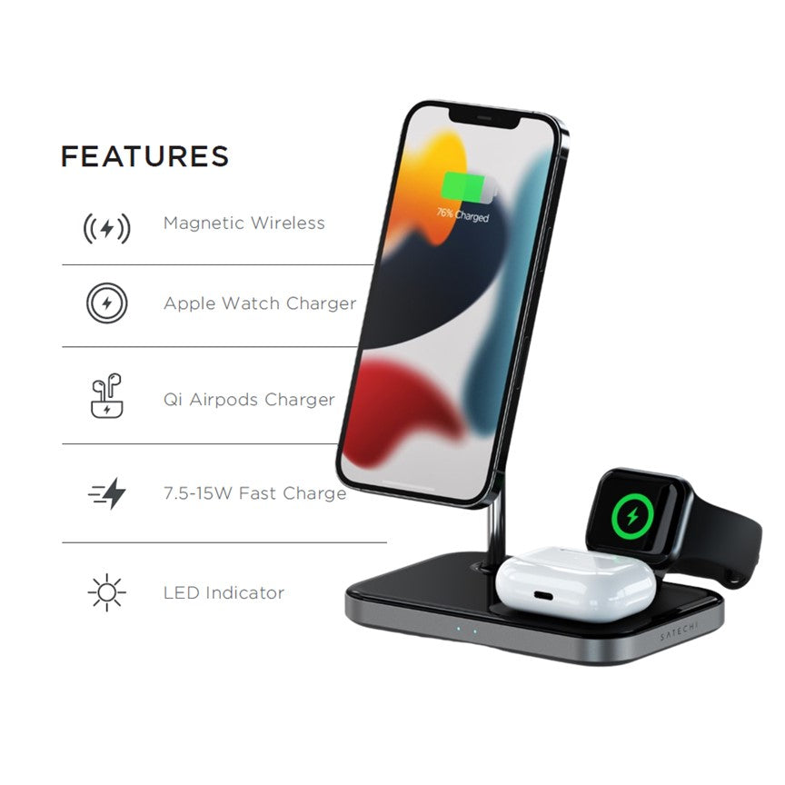 Satechi Apple 3in1 Qi MagSafe Wireless Multi Charger