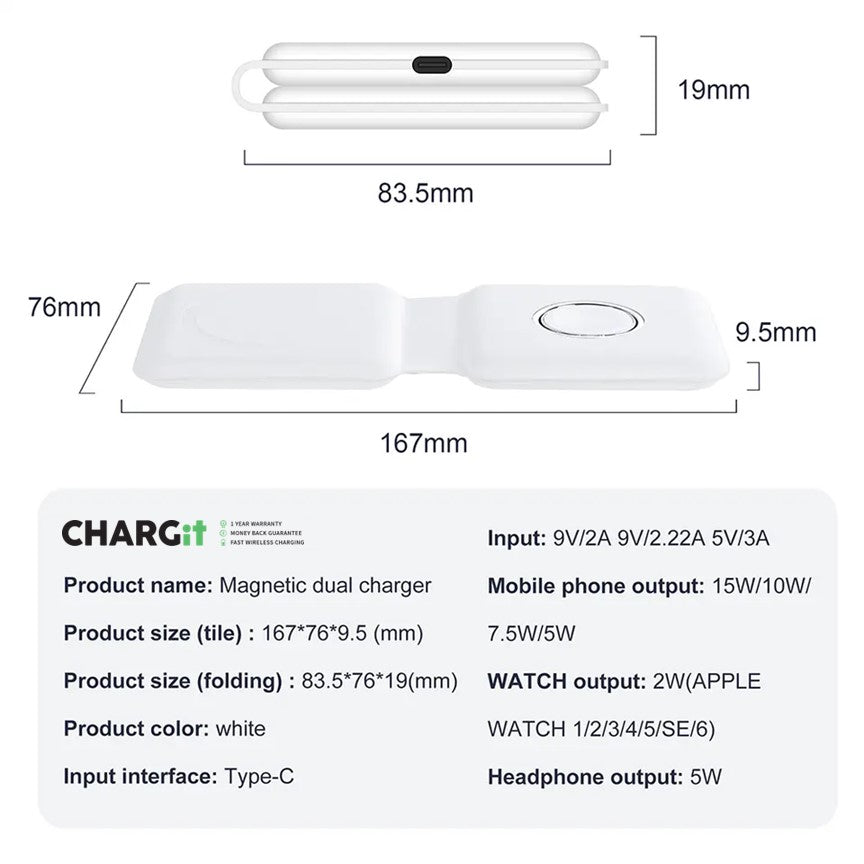 Apple Duo Qi MagSafe Charger for all iPhone, Watch, & AirPods