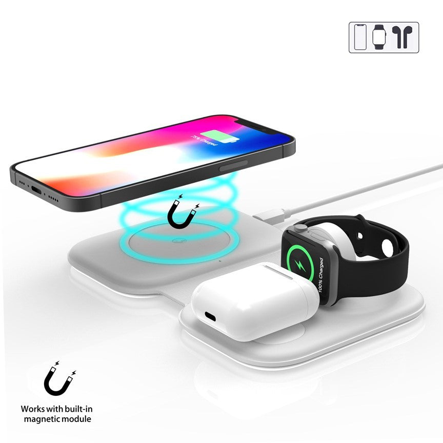 Wireless 3in1 Charging Station For Apple iPhone MagSafe