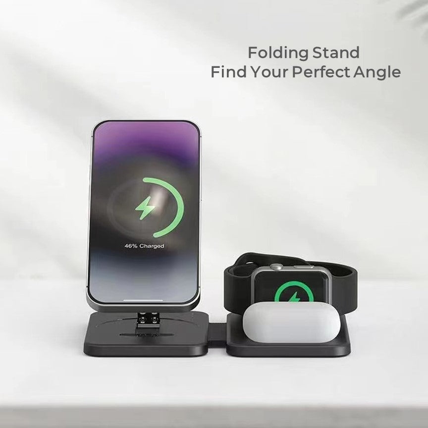 Wireless 3in1 Charging Station For Apple iPhone MagSafe