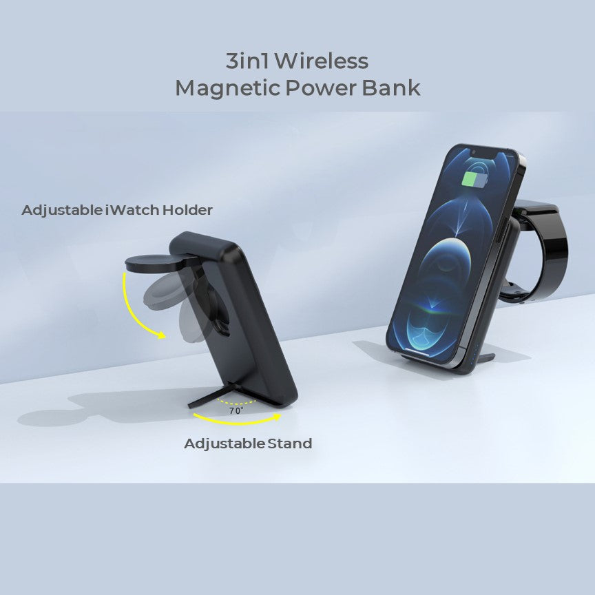 Apple Qi MagSafe Foldable Wireless Multi Charger With Removable Power Bank