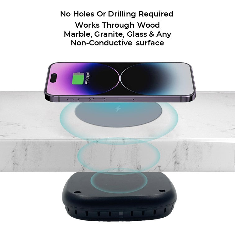 Invisible Under Surface Wireless Charger, for all Apple, Samsung & any Qi Device