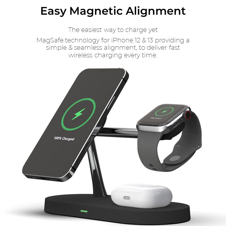 Apple 4in1 Qi MagSafe Wireless Multi Charger For iPhone, Watch & AirPods