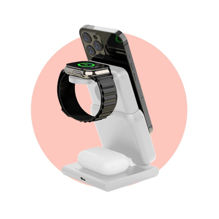 Apple Qi MagSafe Foldable Wireless Multi Charger With Removable Power Bank