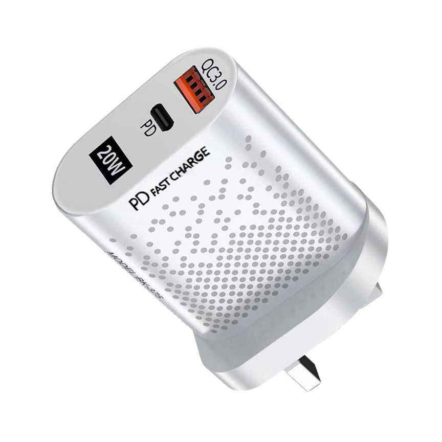 QC3 20 Watts Wall Plug for Fast Multi Charging USB-C PD & USB-A