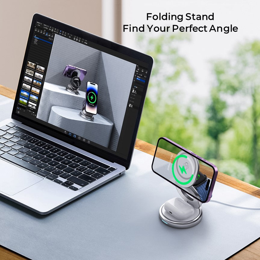 Apple 3in1 Qi MagSafe Wireless Foldable Multi Charger For iPhone, Watch & AirPods