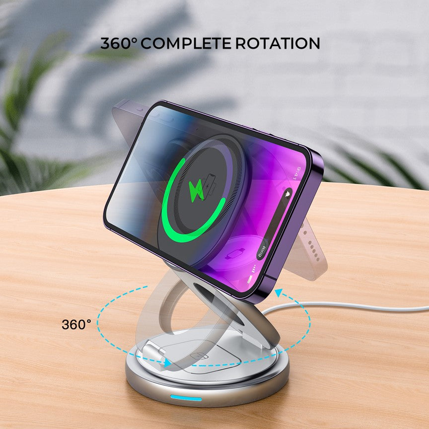 Apple 3in1 Qi MagSafe Wireless Foldable Multi Charger For iPhone, Watch & AirPods