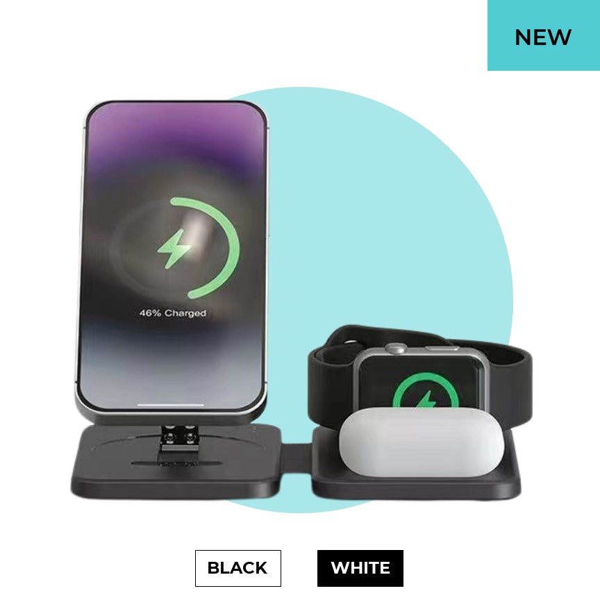 Wireless 3in1 Charging Station For Apple iPhone MagSafe