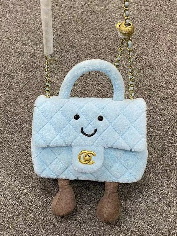 Tweed Style Co-Branded Doll Bag Fur Bag Tote Handbag