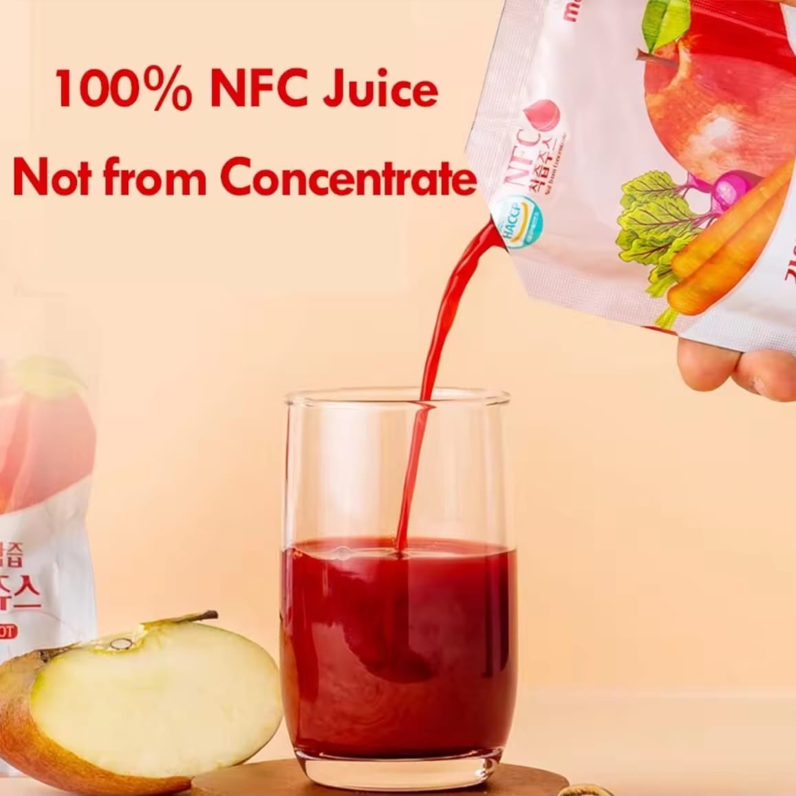 LOVE TO GLOW OrganicMaru Cold Pressured Juice Apple Beetroot & Carrot ABC 30 Packs Nuti-Grade A kids Friendly Refreshing Drink No Added Sugar HACCP Approved