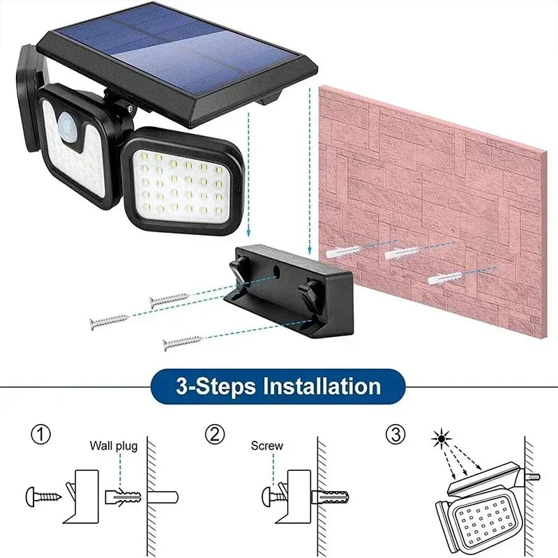 Upgraded Wide-Angle Solar Motion Sensor Light