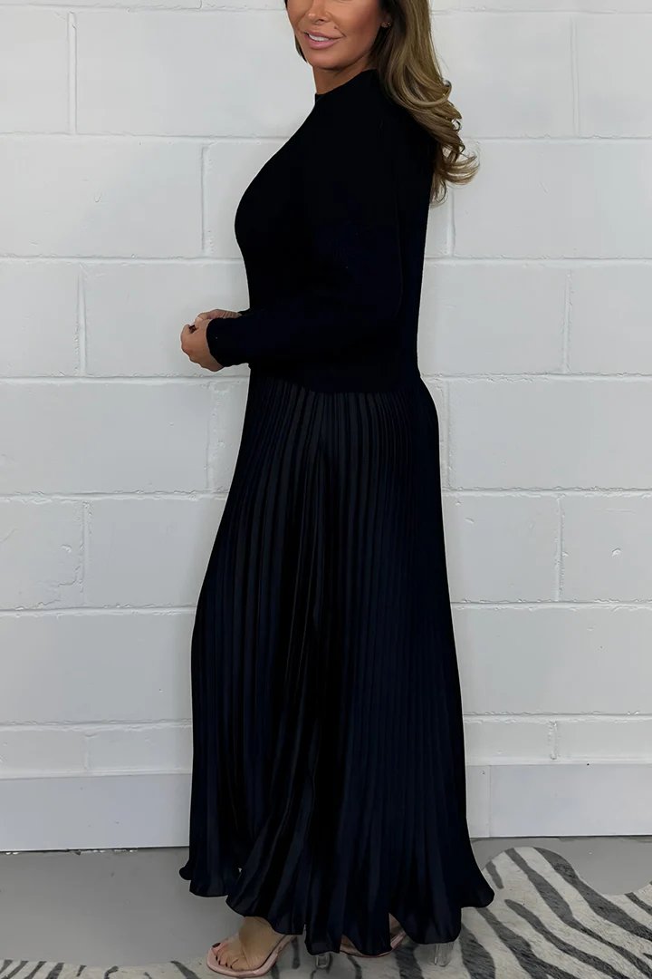 🏆Hot Sale-50% OFF🔥❤️🔥Women's Solid Color Long Sleeve Jumper & Pleated Bottom Dress