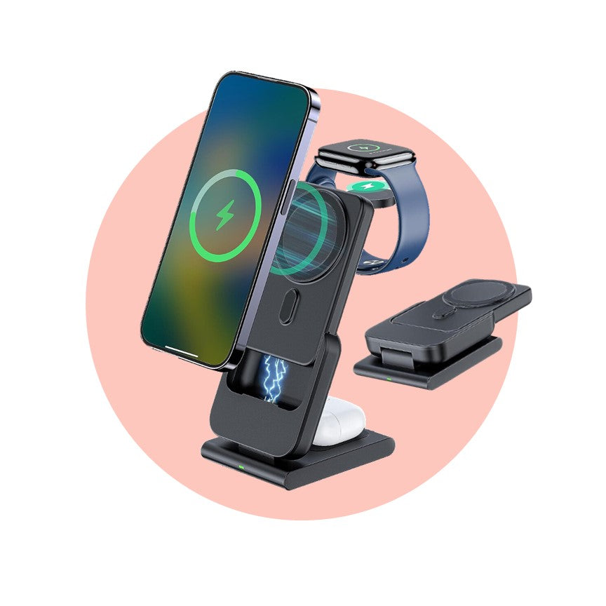 Apple Qi MagSafe Foldable Wireless Multi Charger With Removable Power Bank