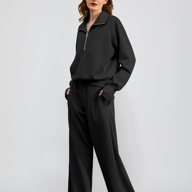 🍁Autumn Specials 49%OFF🔥 Women’s High-Neck Zip-Up Pullover and Wide-Leg Pants Set