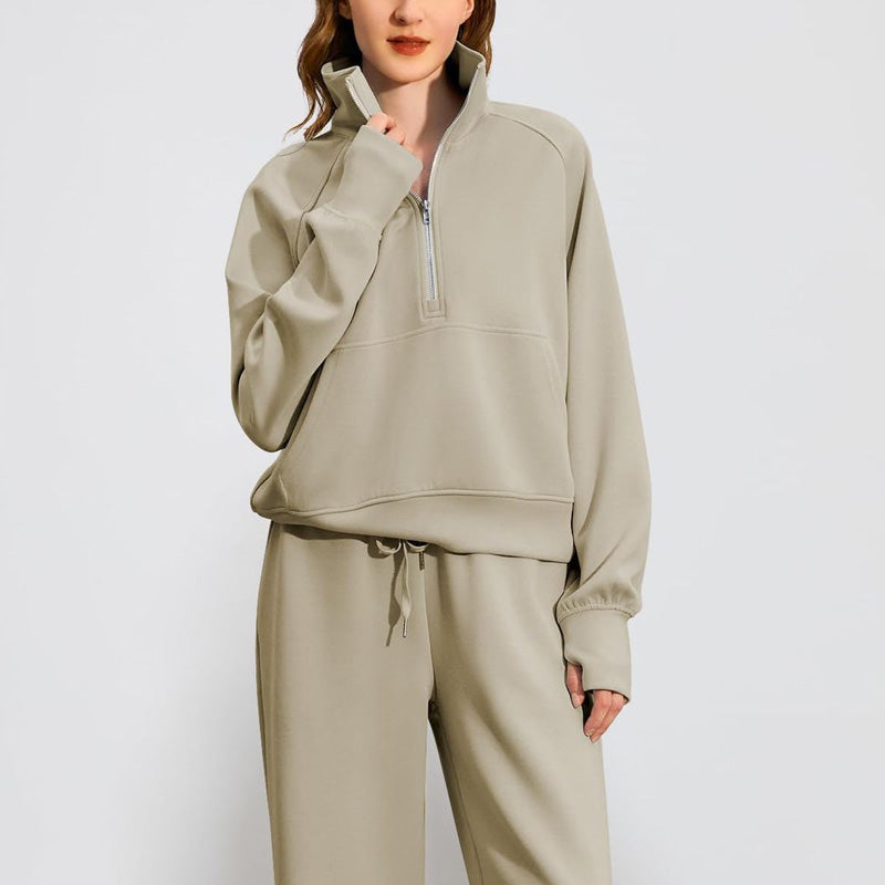 🍁Autumn Specials 49%OFF🔥 Women’s High-Neck Zip-Up Pullover and Wide-Leg Pants Set