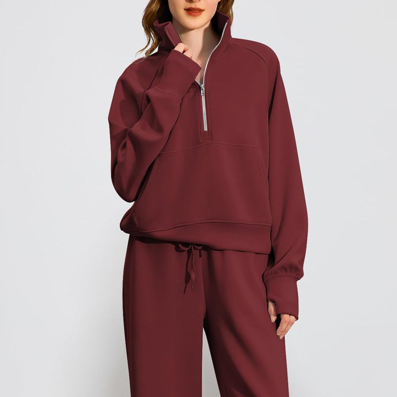 🍁Autumn Specials 49%OFF🔥 Women’s High-Neck Zip-Up Pullover and Wide-Leg Pants Set