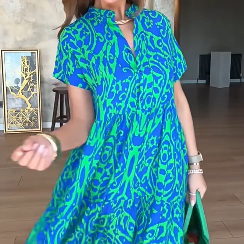 Women's Casual Print A-Line Long Dress
