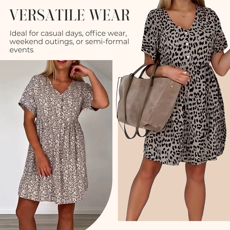 🔥Last Day Promotion 50% OFF💖Women's Casual V-Neck Short Sleeve Dress