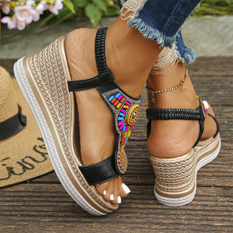 Resort-style Open-Toe Wedge Sandals (50% OFF)