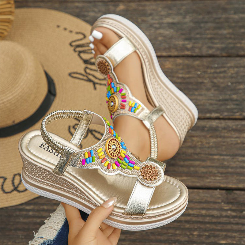 Resort-style Open-Toe Wedge Sandals (50% OFF)