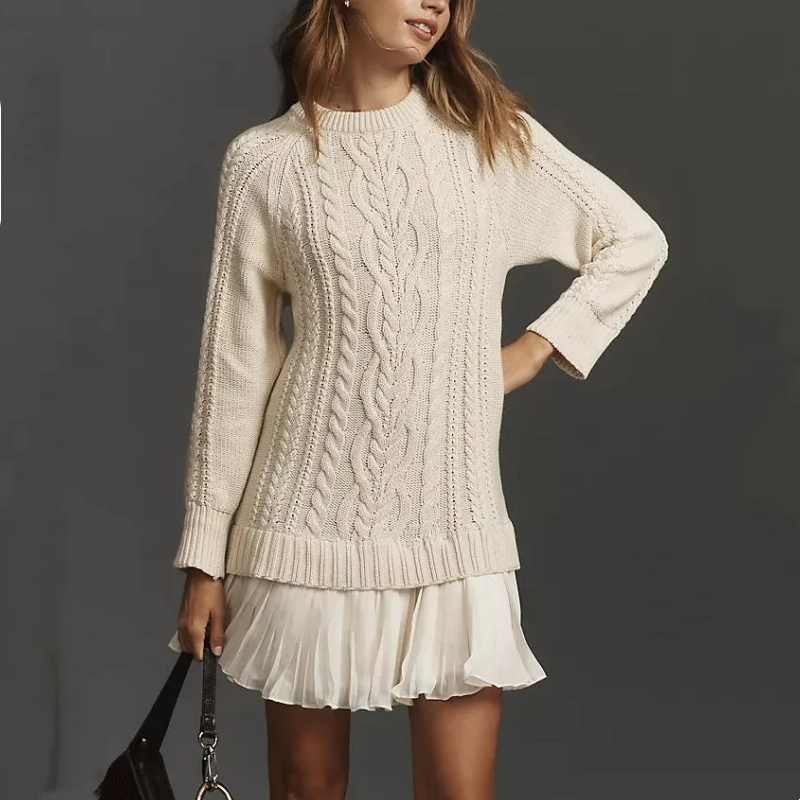 đź’—2025 Hot Saleđź’—Women's Cable-Knit Mini Sweater Dress