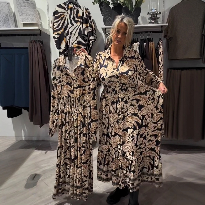 🎁Hot Sale 50% OFF⏳Graceful Floral Print Long Sleeve Dress