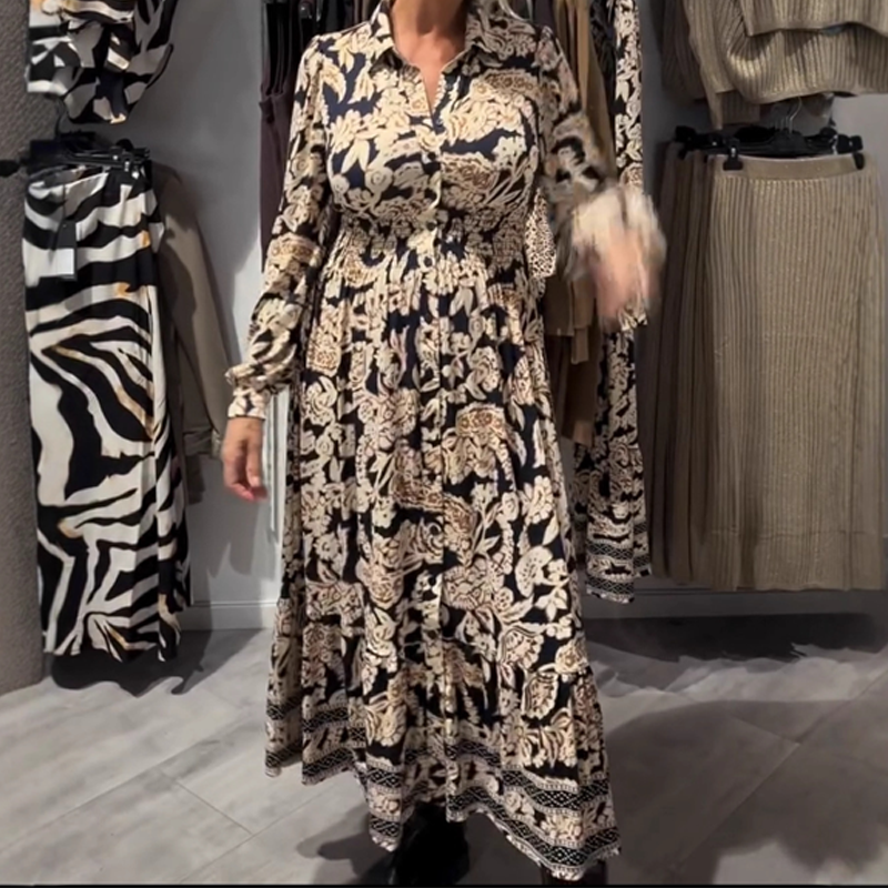 đHot Sale 50% OFFâłGraceful Floral Print Long Sleeve Dress