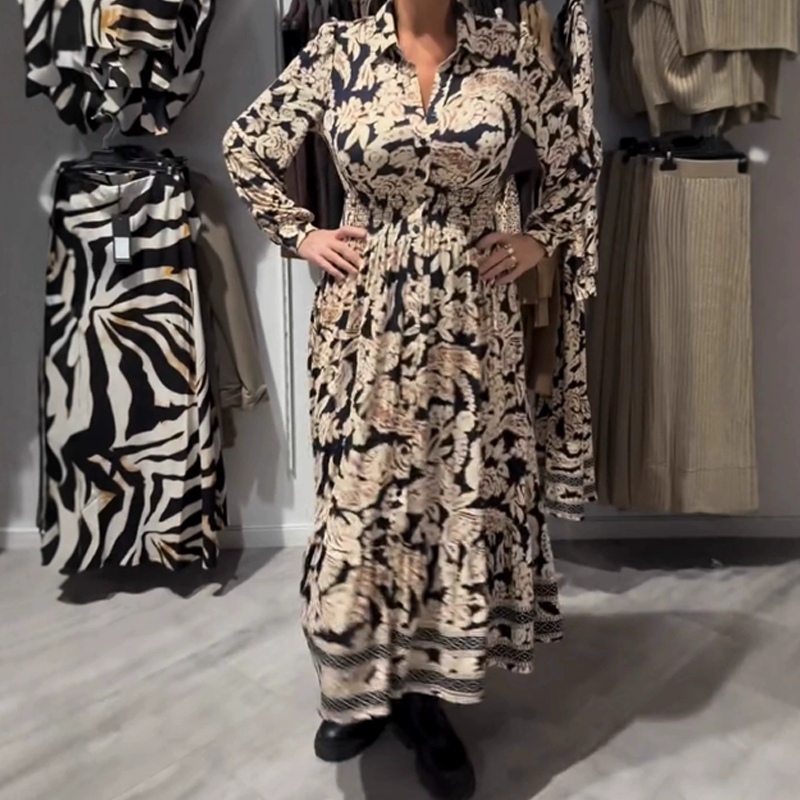 đHot Sale 50% OFFâłGraceful Floral Print Long Sleeve Dress