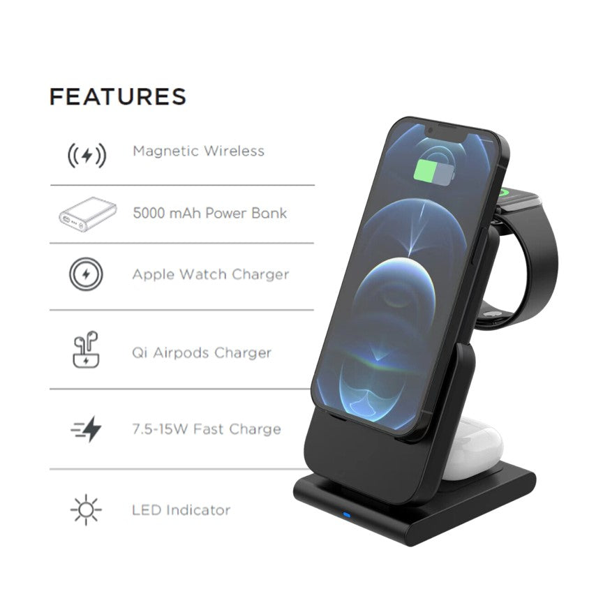 Apple Qi MagSafe Foldable Wireless Multi Charger With Removable Power Bank