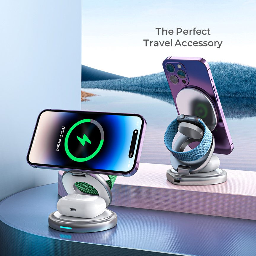 Apple 3in1 Qi MagSafe Wireless Foldable Multi Charger For iPhone, Watch & AirPods