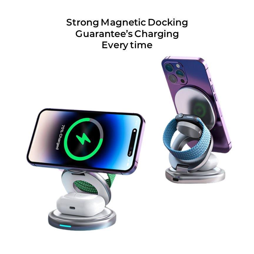 Apple 3in1 Qi MagSafe Wireless Foldable Multi Charger For iPhone, Watch & AirPods