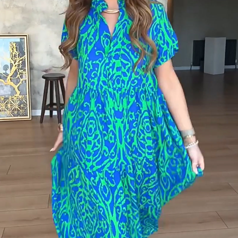 Women's Casual Print A-Line Long Dress