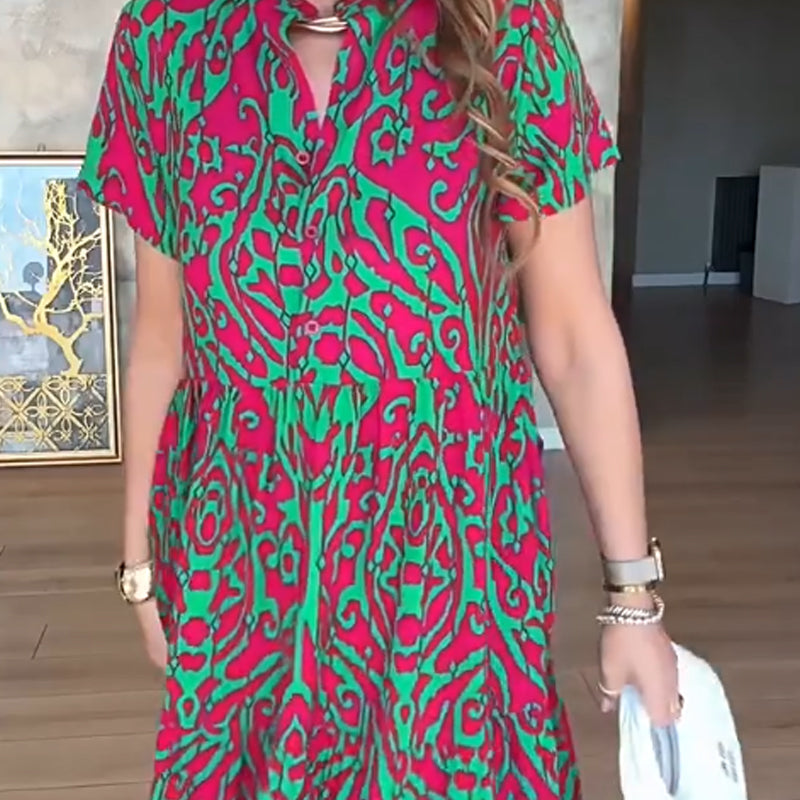 Women's Casual Print A-Line Long Dress
