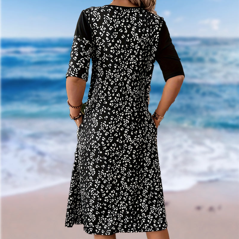 Women's Patchwork Vintage Printed Cotton Linen Dress
