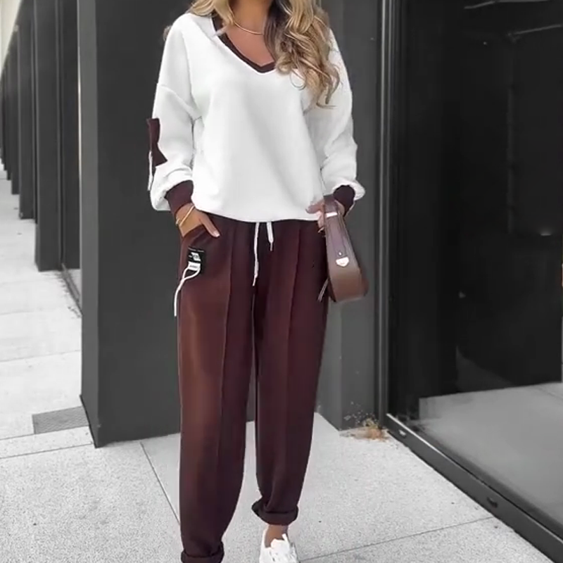 🍁NEW HOT SALE🔥Color-Block Pullover Hoodie & Jogger Pants Set