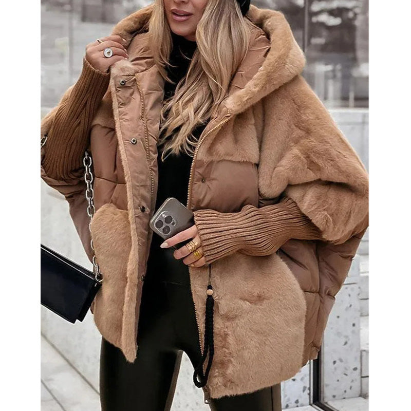💥New arrivals now available with 50% off-Women’s Oversized Hooded Patchwork Puffer Coat